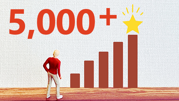 ご訪問御礼!ひと月の「月間新規ユーザー数」が5,000人を達成しました トップ画像